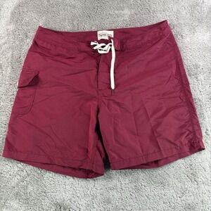Freenote Cloth Boardshorts Mens 34 Burgundy USA Made Japanese Fabric Surf 7"
